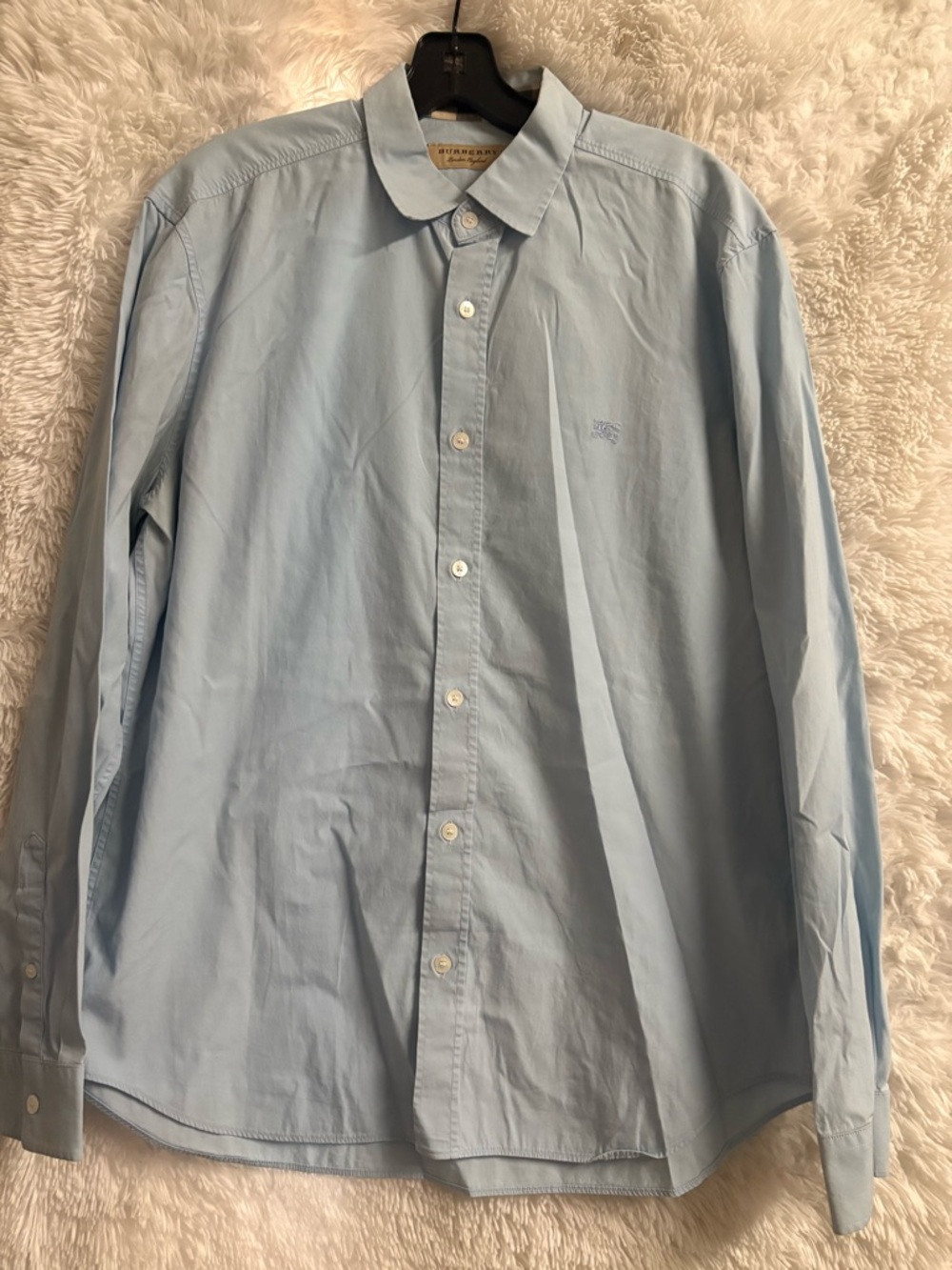 Burberry Men's Light Blue Cotton Button-Down Shirt